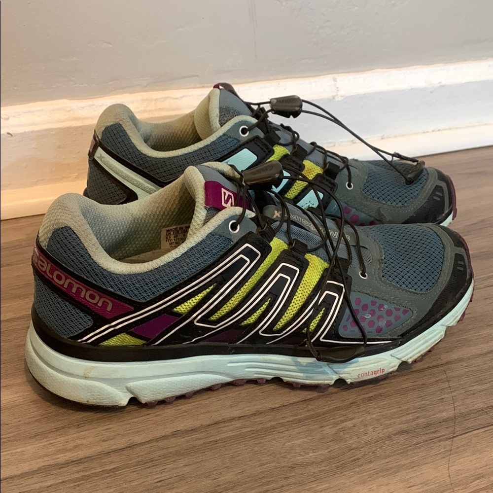 Salomon Women’s Trail Running Shoes - Gray with Purple & Lime